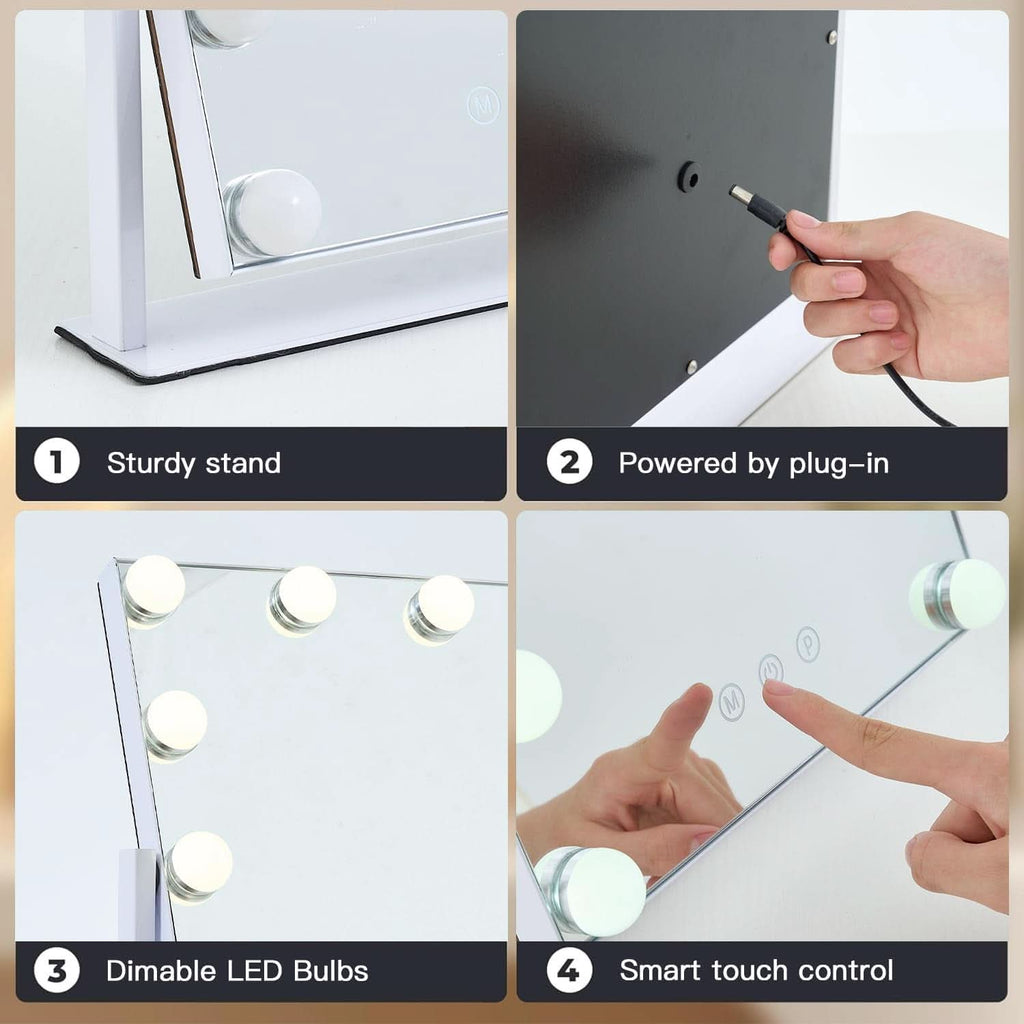 13 By 11 Lighted Makeup Vanity Mirror 12 Dimmable Bulbs