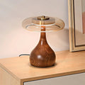 Mid-Century Wood & Glass Disc Table Lamp