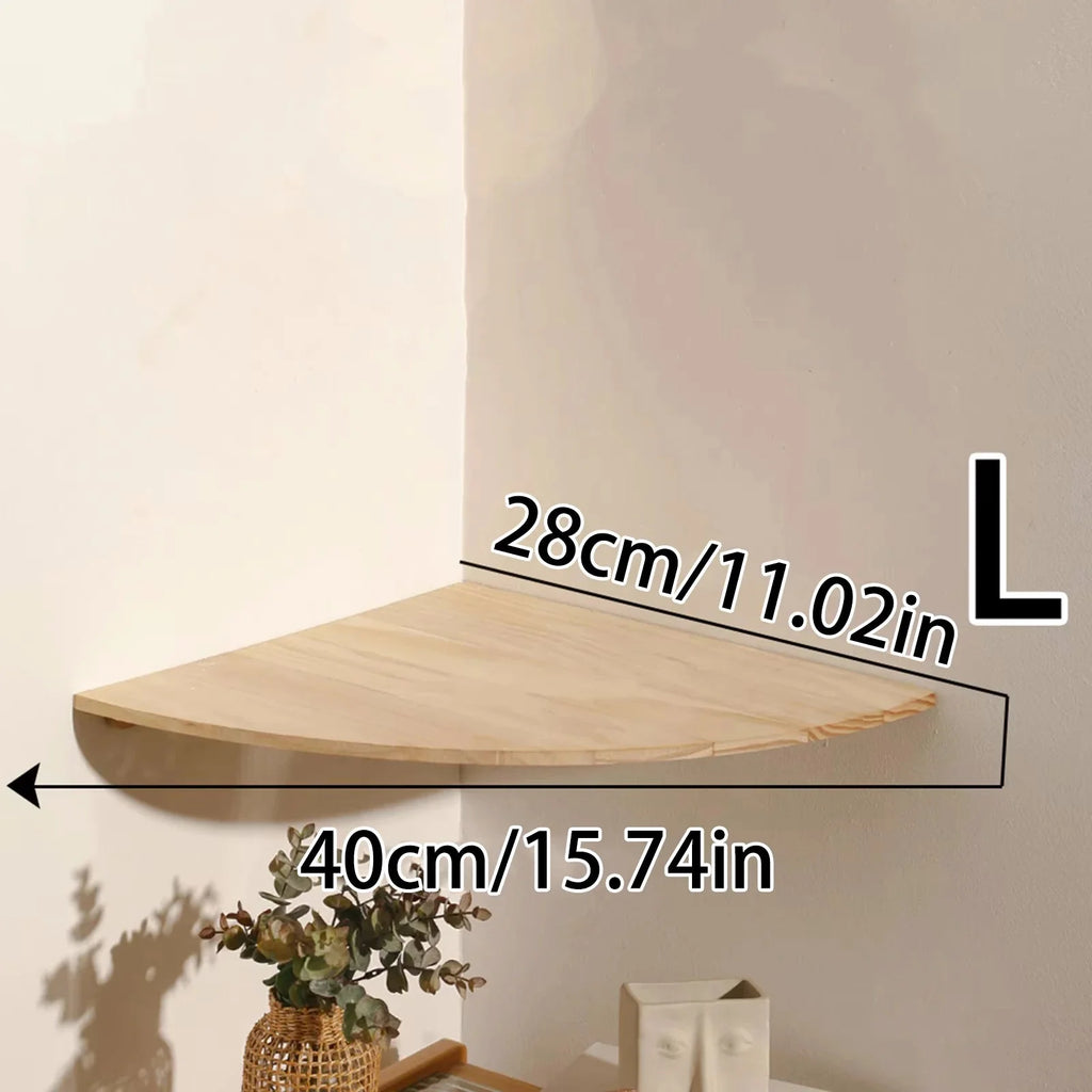 Scalloped Corner Shelves Floating Wall Shelf Storage Rack Wooden Wall Decor Bedroom Living Room Kitchen  Home Decorations Ledge