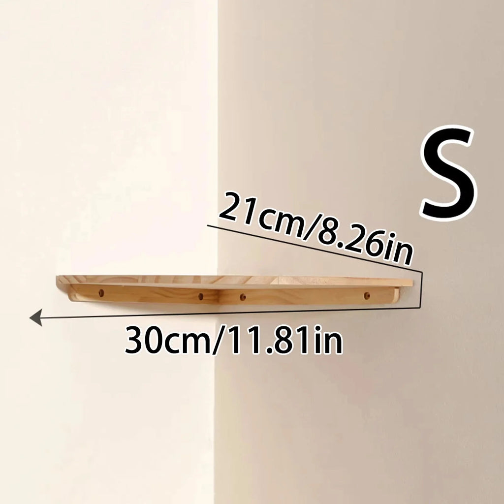 Scalloped Corner Shelves Floating Wall Shelf Storage Rack Wooden Wall Decor Bedroom Living Room Kitchen  Home Decorations Ledge